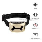 No Shock Dog Anti Bark Collar Harmless Waterproof Rechargeable Sound Vibration Pet Dog Training Collar No Harm (Viberation+Beep)